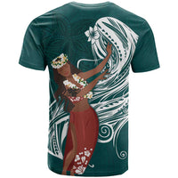 Tahiti Islands Polynesian Plumeria T Shirt Tahitian Vahine 'Ote'a - Teal LT7 - Polynesian Pride