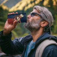 Tahiti Islands Polynesian Plumeria 4 in 1 Can Cooler Tumbler Tahitian Vahine 'Ote'a - Navy Blue