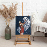 Tahiti Islands Polynesian Plumeria Canvas Wall Art Tahitian Vahine 'Ote'a - Navy Blue