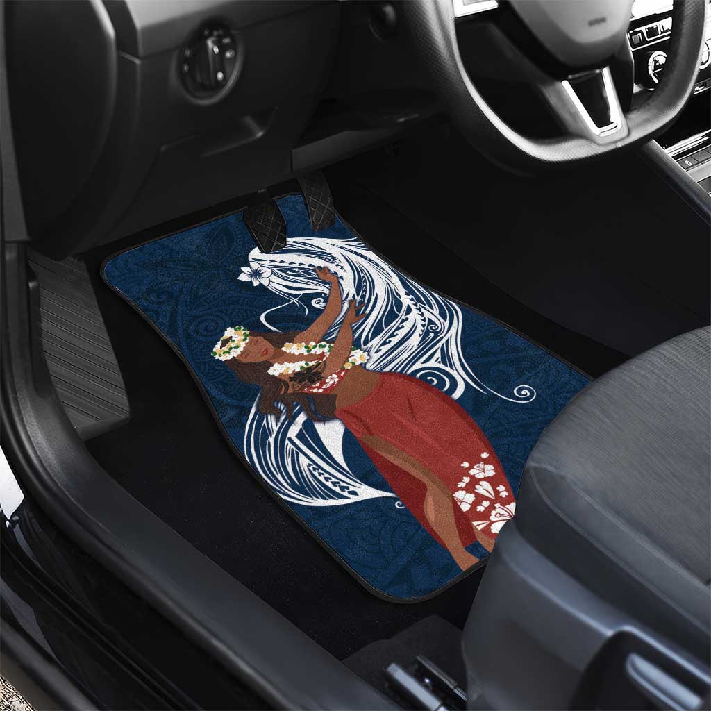Tahiti Islands Polynesian Plumeria Car Mats Tahitian Vahine 'Ote'a - Navy Blue LT7 - Polynesian Pride