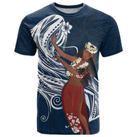 Tahiti Islands Polynesian Plumeria T Shirt Tahitian Vahine 'Ote'a - Navy Blue LT7 Blue - Polynesian Pride