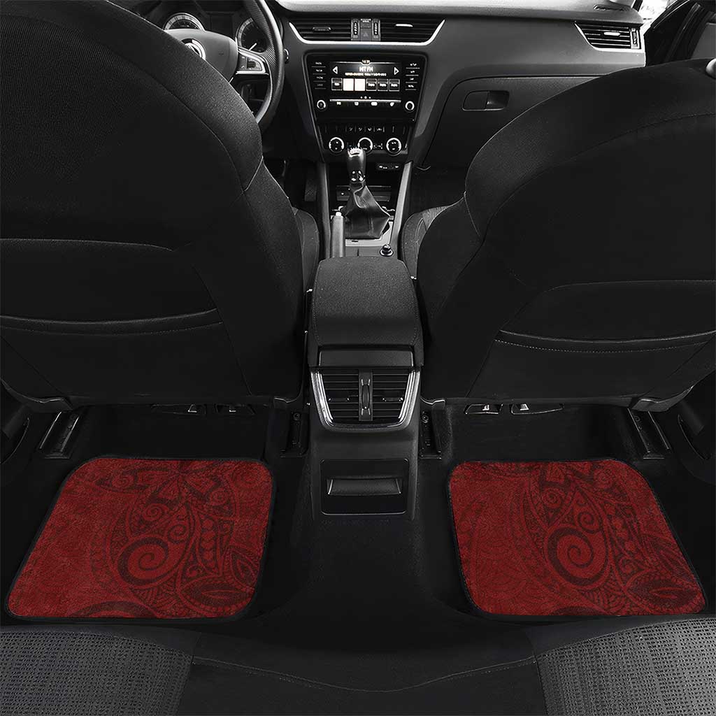 Tahiti Islands Polynesian Plumeria Car Mats Tahitian Vahine 'Ote'a - Scarlet LT7 Set 2pcs - Back Red - Polynesian Pride