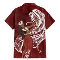 Tahiti Islands Polynesian Plumeria Family Matching Mermaid Dress and Hawaiian Shirt Tahitian Vahine 'Ote'a - Scarlet