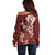 Tahiti Islands Polynesian Plumeria Off Shoulder Sweater Tahitian Vahine 'Ote'a - Scarlet