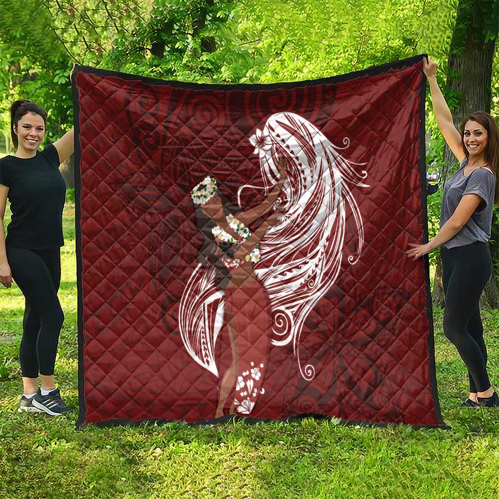 Tahiti Islands Polynesian Plumeria Quilt Tahitian Vahine 'Ote'a - Scarlet LT7 - Polynesian Pride