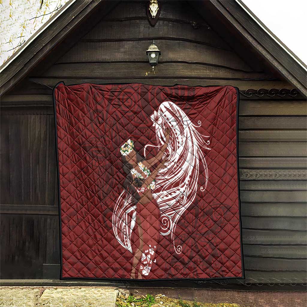 Tahiti Islands Polynesian Plumeria Quilt Tahitian Vahine 'Ote'a - Scarlet LT7 - Polynesian Pride
