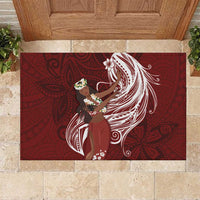 Tahiti Islands Polynesian Plumeria Rubber Doormat Tahitian Vahine 'Ote'a - Scarlet LT7 Red - Polynesian Pride