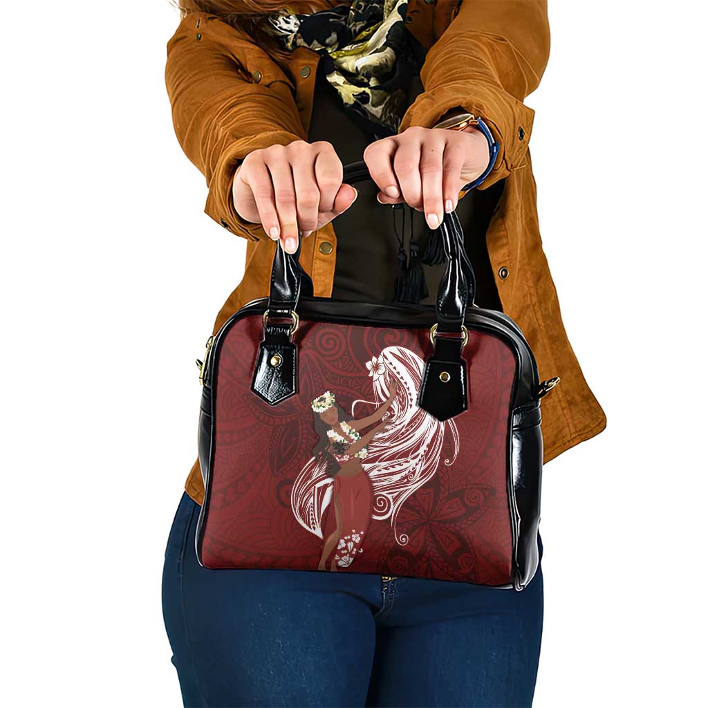 Tahiti Islands Polynesian Plumeria Shoulder Handbag Tahitian Vahine 'Ote'a - Scarlet LT7 One Size Red - Polynesian Pride