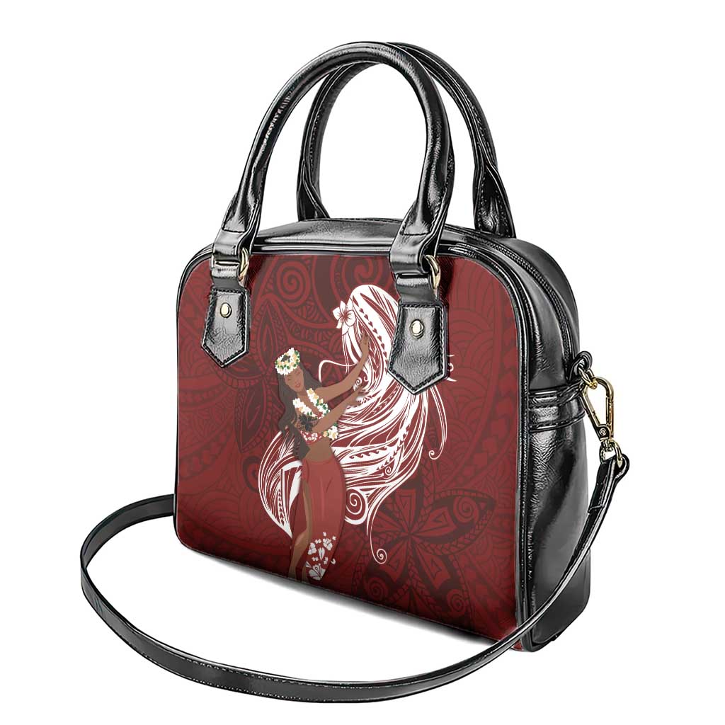 Tahiti Islands Polynesian Plumeria Shoulder Handbag Tahitian Vahine 'Ote'a - Scarlet LT7 - Polynesian Pride