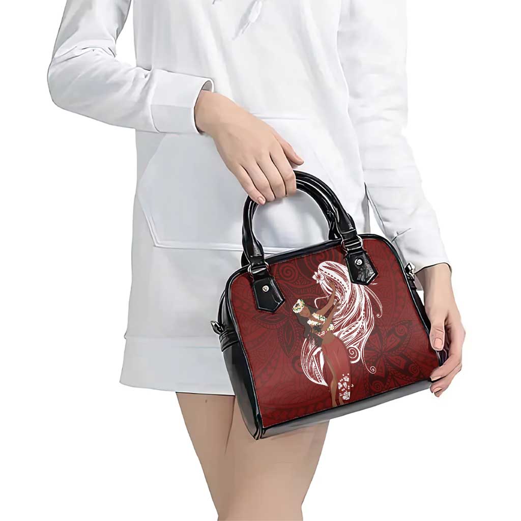 Tahiti Islands Polynesian Plumeria Shoulder Handbag Tahitian Vahine 'Ote'a - Scarlet LT7 - Polynesian Pride