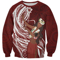 Tahiti Islands Polynesian Plumeria Sweatshirt Tahitian Vahine 'Ote'a - Scarlet LT7 Unisex Red - Polynesian Pride