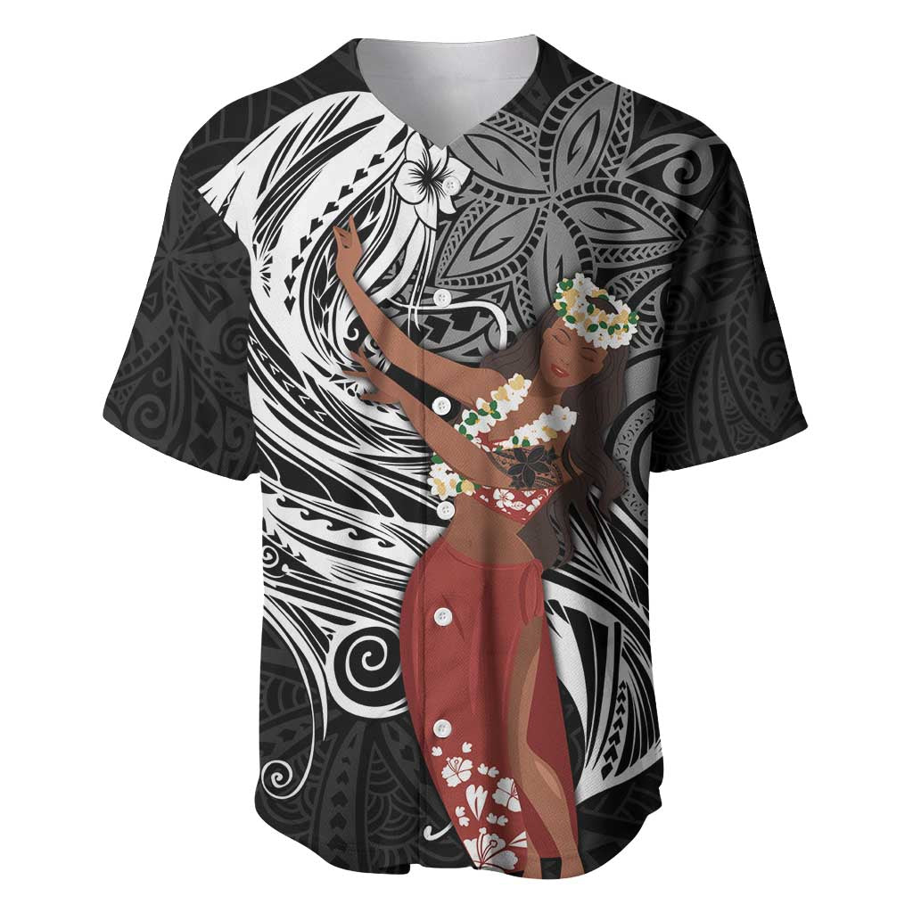 Tahiti Islands Polynesian Plumeria Baseball Jersey Tahitian Vahine 'Ote'a - Black LT7 Black - Polynesian Pride