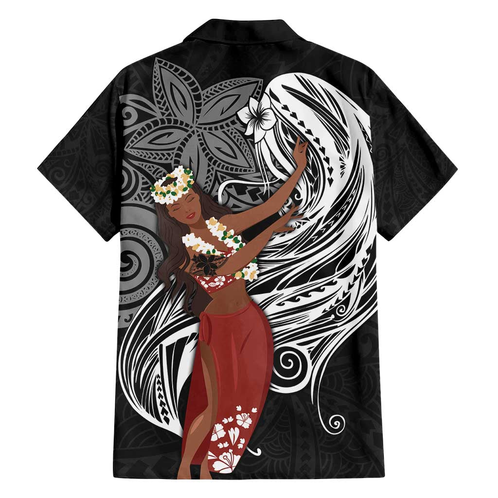 Tahiti Islands Polynesian Plumeria Family Matching Summer Maxi Dress and Hawaiian Shirt Tahitian Vahine 'Ote'a - Black