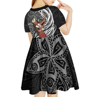 Tahiti Islands Polynesian Plumeria Kid Short Sleeve Dress Tahitian Vahine 'Ote'a - Black LT7 - Polynesian Pride