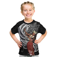 Tahiti Islands Polynesian Plumeria Kid T Shirt Tahitian Vahine 'Ote'a - Black LT7 Black - Polynesian Pride