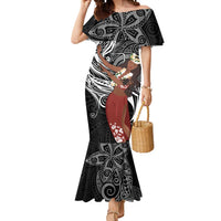 Tahiti Islands Polynesian Plumeria Mermaid Dress Tahitian Vahine 'Ote'a - Black LT7 Women Black - Polynesian Pride