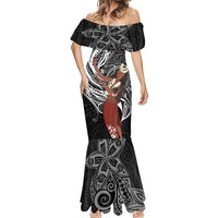 Tahiti Islands Polynesian Plumeria Mermaid Dress Tahitian Vahine 'Ote'a - Black LT7 - Polynesian Pride