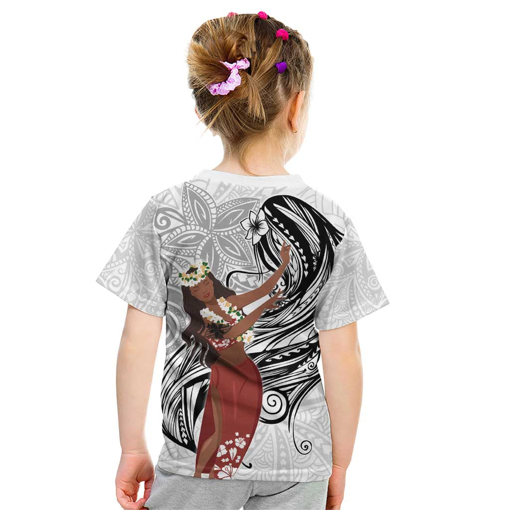 Tahiti Islands Polynesian Plumeria Kid T Shirt Tahitian Vahine 'Ote'a - White LT7 - Polynesian Pride