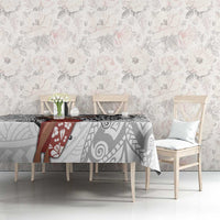 Tahiti Islands Polynesian Plumeria Tablecloth Tahitian Vahine 'Ote'a - White