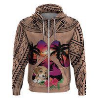 Polynesian Hoodie Dog Lover With Beagle - Sunset At The Beach Brown Ver LT7 - Polynesian Pride