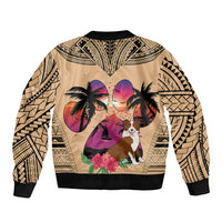 Polynesian Bomber Jacket Dog Lover With Border Collie - Sunset At The Beach LT7 - Polynesian Pride