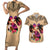 Polynesian Couples Matching Short Sleeve Bodycon Dress and Hawaiian Shirt Dog Lover With Border Collie - Sunset At The Beach LT7 Coral - Polynesian Pride