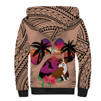 Polynesian Sherpa Hoodie Dog Lover With Border Collie - Sunset At The Beach Brown Ver LT7 - Polynesian Pride