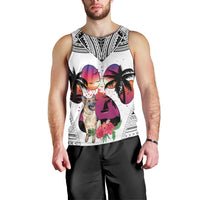 Polynesian Men Tank Top Dog Lover With German Shepherd - Sunset At The Beach White Ver LT7 - Polynesian Pride