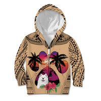 Polynesian Kid Hoodie Dog Lover With Samoyed - Sunset At The Beach LT7 Zip Hoodie Coral - Polynesian Pride
