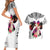 Polynesian Couples Matching Short Sleeve Bodycon Dress and Hawaiian Shirt Dog Lover With Shiba Inu - Sunset At The Beach White Ver LT7 - Polynesian Pride