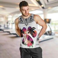 Polynesian Men Tank Top Dog Lover With Shiba Inu - Sunset At The Beach White Ver LT7 - Polynesian Pride
