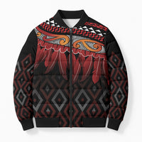 Aotearoa Maori Ngapuhi Iwi Bomber Puffer Jacket Korowai Tukutuku Kaokao Motifs LT7 Unisex Black - Polynesian Pride