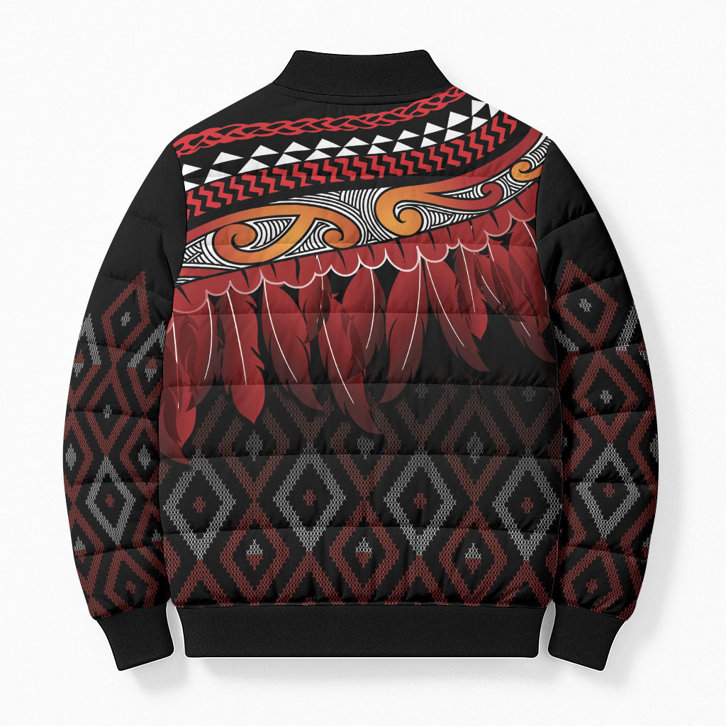 Aotearoa Maori Ngapuhi Iwi Bomber Puffer Jacket Korowai Tukutuku Kaokao Motifs LT7 - Polynesian Pride