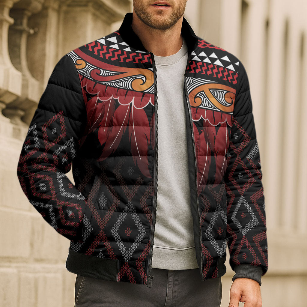 Aotearoa Maori Ngapuhi Iwi Bomber Puffer Jacket Korowai Tukutuku Kaokao Motifs LT7 - Polynesian Pride