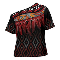 Aotearoa Maori Ngapuhi Iwi Cross Shoulder Shirt Korowai Tukutuku Kaokao Motifs LT7 - Polynesian Pride