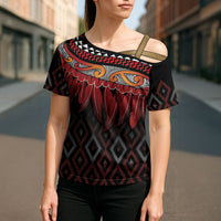 Aotearoa Maori Ngapuhi Iwi Cross Shoulder Shirt Korowai Tukutuku Kaokao Motifs LT7 - Polynesian Pride