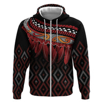Aotearoa Maori Ngapuhi Iwi Hoodie Korowai Tukutuku Kaokao Motifs LT7 Zip Hoodie Black - Polynesian Pride