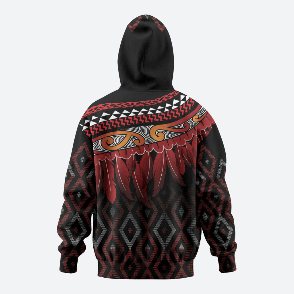 Aotearoa Maori Ngapuhi Iwi Hoodie Korowai Tukutuku Kaokao Motifs LT7 - Polynesian Pride