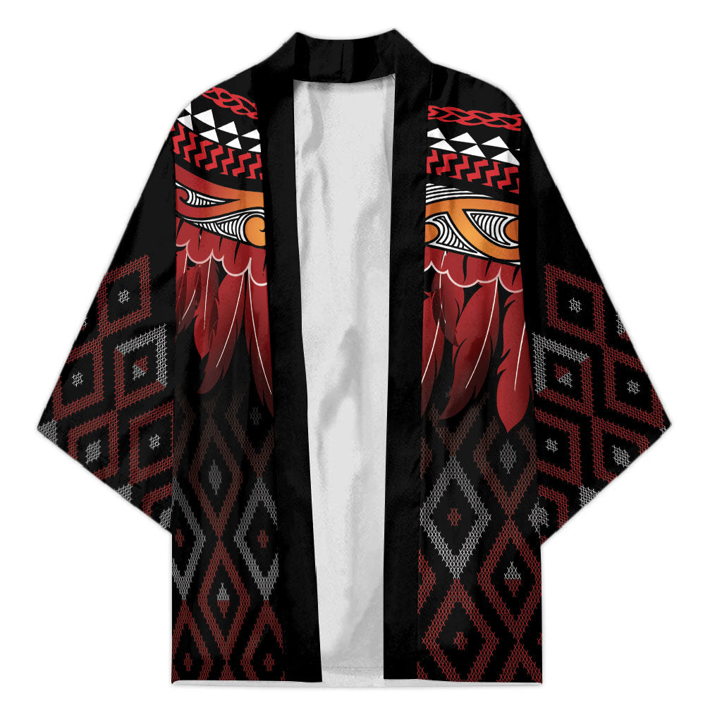 Aotearoa Maori Ngapuhi Iwi Kimono Korowai Tukutuku Kaokao Motifs LT7 Unisex Black - Polynesian Pride