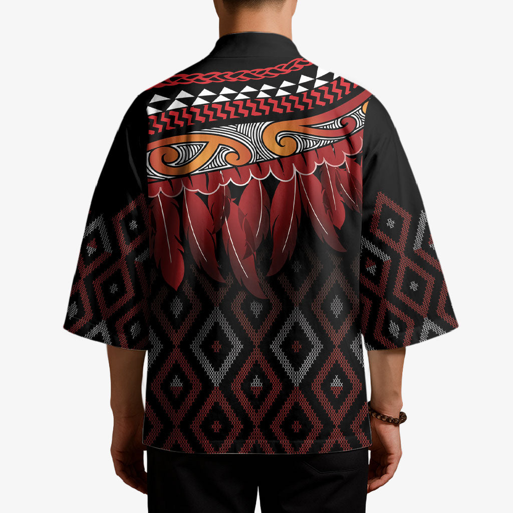 Aotearoa Maori Ngapuhi Iwi Kimono Korowai Tukutuku Kaokao Motifs LT7 - Polynesian Pride