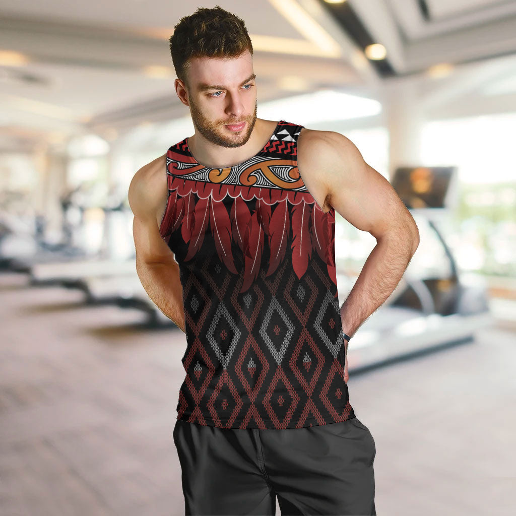 Aotearoa Maori Ngapuhi Iwi Men Tank Top Korowai Tukutuku Kaokao Motifs LT7 Black - Polynesian Pride