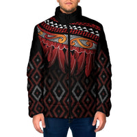 Aotearoa Maori Ngapuhi Iwi Padded Jacket Korowai Tukutuku Kaokao Motifs LT7 Men Black - Polynesian Pride