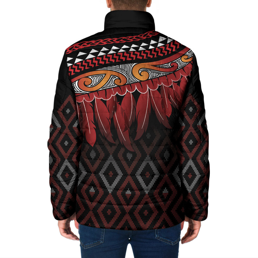 Aotearoa Maori Ngapuhi Iwi Padded Jacket Korowai Tukutuku Kaokao Motifs LT7 - Polynesian Pride