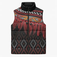 Aotearoa Maori Ngapuhi Iwi Sleeveless Puffer Jacket Korowai Tukutuku Kaokao Motifs LT7 Unisex Black - Polynesian Pride