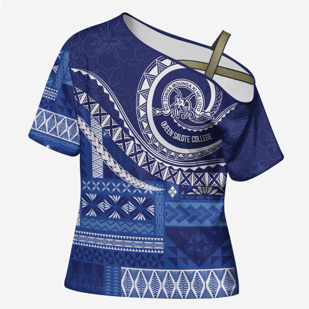 Queen Salote College 100th Anniversary Cross Shoulder Shirt QSC Royal Girls LT7 Female Royal Blue - Polynesian Pride
