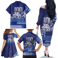 Queen Salote College 100th Anniversary Family Matching Off The Shoulder Long Sleeve Dress and Hawaiian Shirt QSC Royal Girls - Polynesian Pride