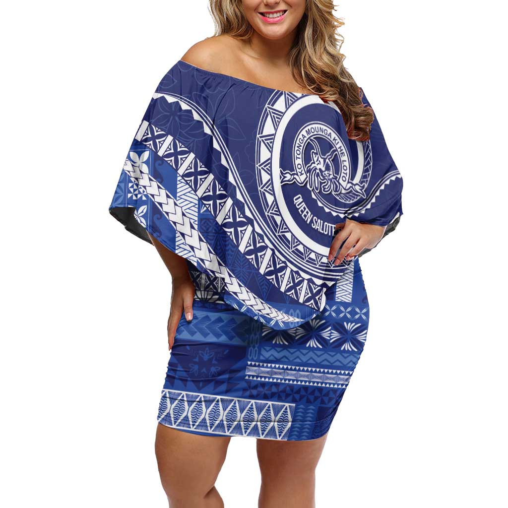 Queen Salote College 100th Anniversary Off Shoulder Short Dress QSC Royal Girls LT7 Women Royal Blue - Polynesian Pride