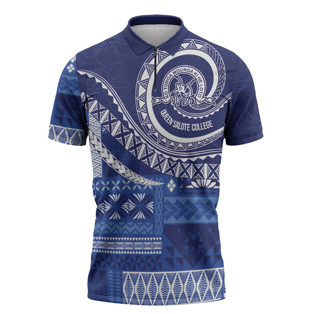 Queen Salote College 100th Anniversary Zipper Polo Shirt QSC Royal Girls LT7 Royal Blue - Polynesian Pride