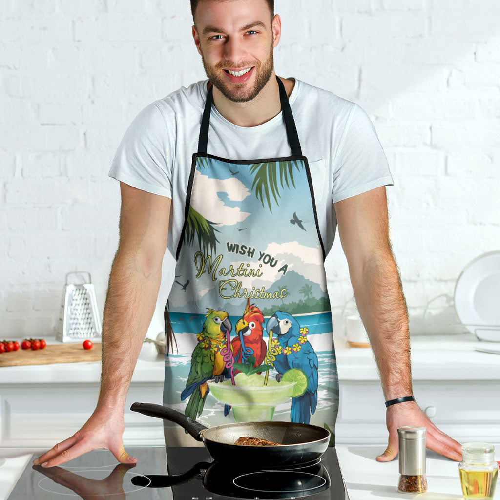 Wish You A Merry Martini Christmas Apron Cocktail Parrot-dise