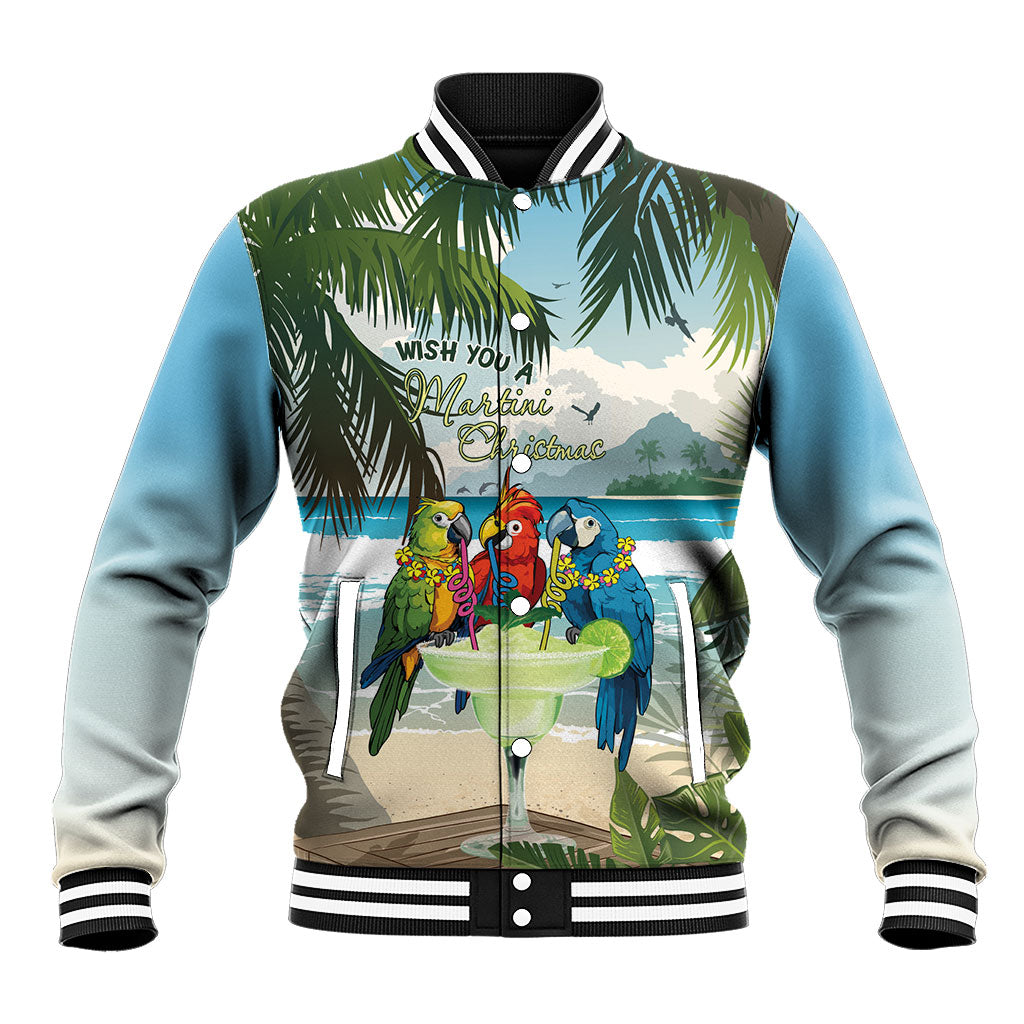 Wish You A Merry Martini Christmas Baseball Jacket Cocktail Parrot-dise